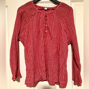 Women’s Old Navy Long Sleeve Red Gingham Blouse XL